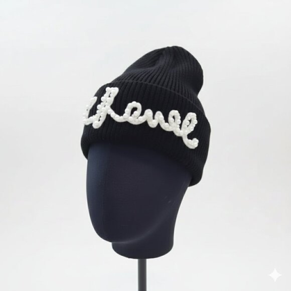Logo inspired Black Knit Beanie – Pearl Logo | NWT - Picture 1 of 7